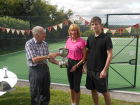 David Body presenting the Dodds Cup to the winners, Janey Holborow and Jacob Court