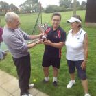 David Body presenting Dodds Cup to the winners:  Joseph Court and Sarah Vertigan