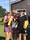 Pat Dodds presenting the Dodds Cup to the Winners:  Sylvia McClean and Joseph Court